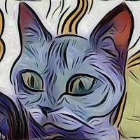 kočka modrá  stylizace Van Gogha 1 200x200